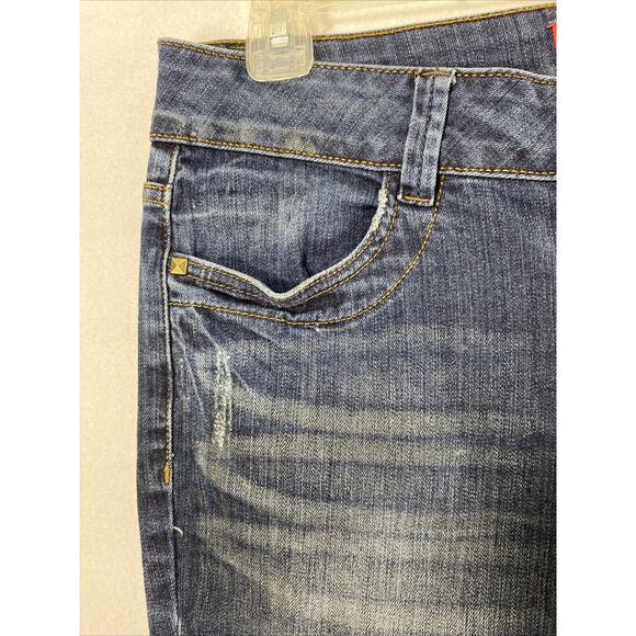 Elle Jeans Womens Size 10 Skinny Boyfriend Distress Dark Wash Denim Casual - Picture 13 of 14